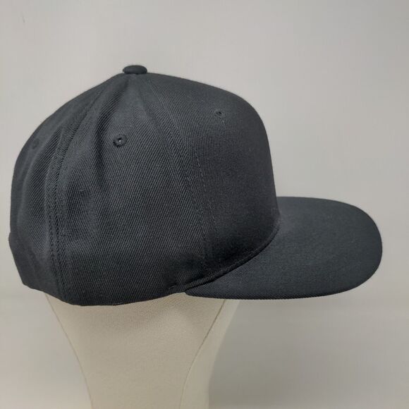 Yupoong Men's Snapback Hat Black Adjustable Blank Acrylic Wool Blend - Picture 4 of 7